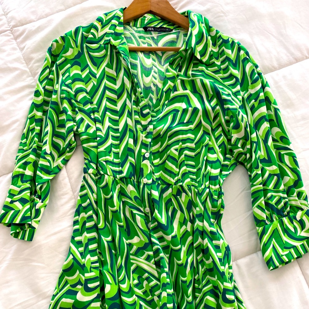 ❗️NWOT❗️Zara Summer Printed Green Dress